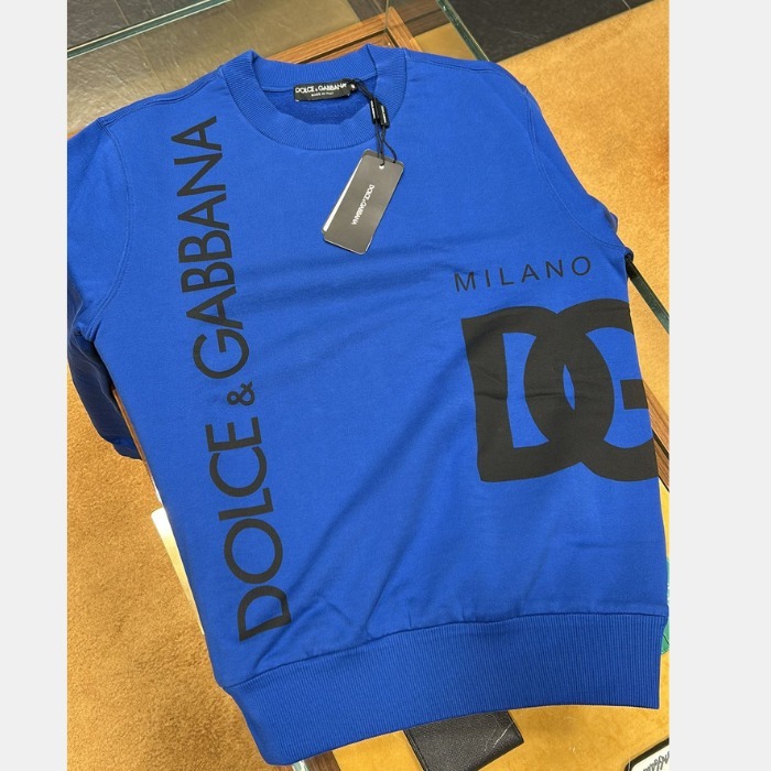 DOLCE&GABBANA☆ロゴプリント トレーナー 青 スウェット・トレーナー