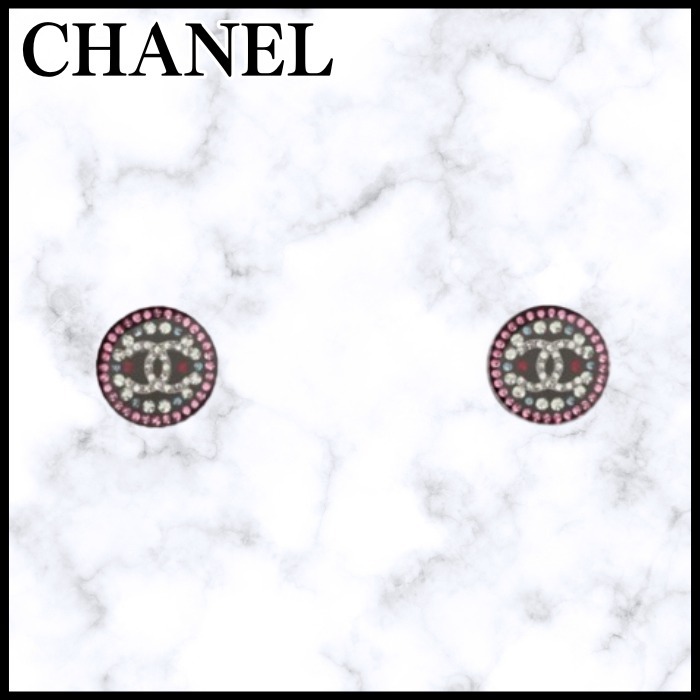 25S◆クールなツートンカラー◆CHANEL ラウンド ピアス CCマーク