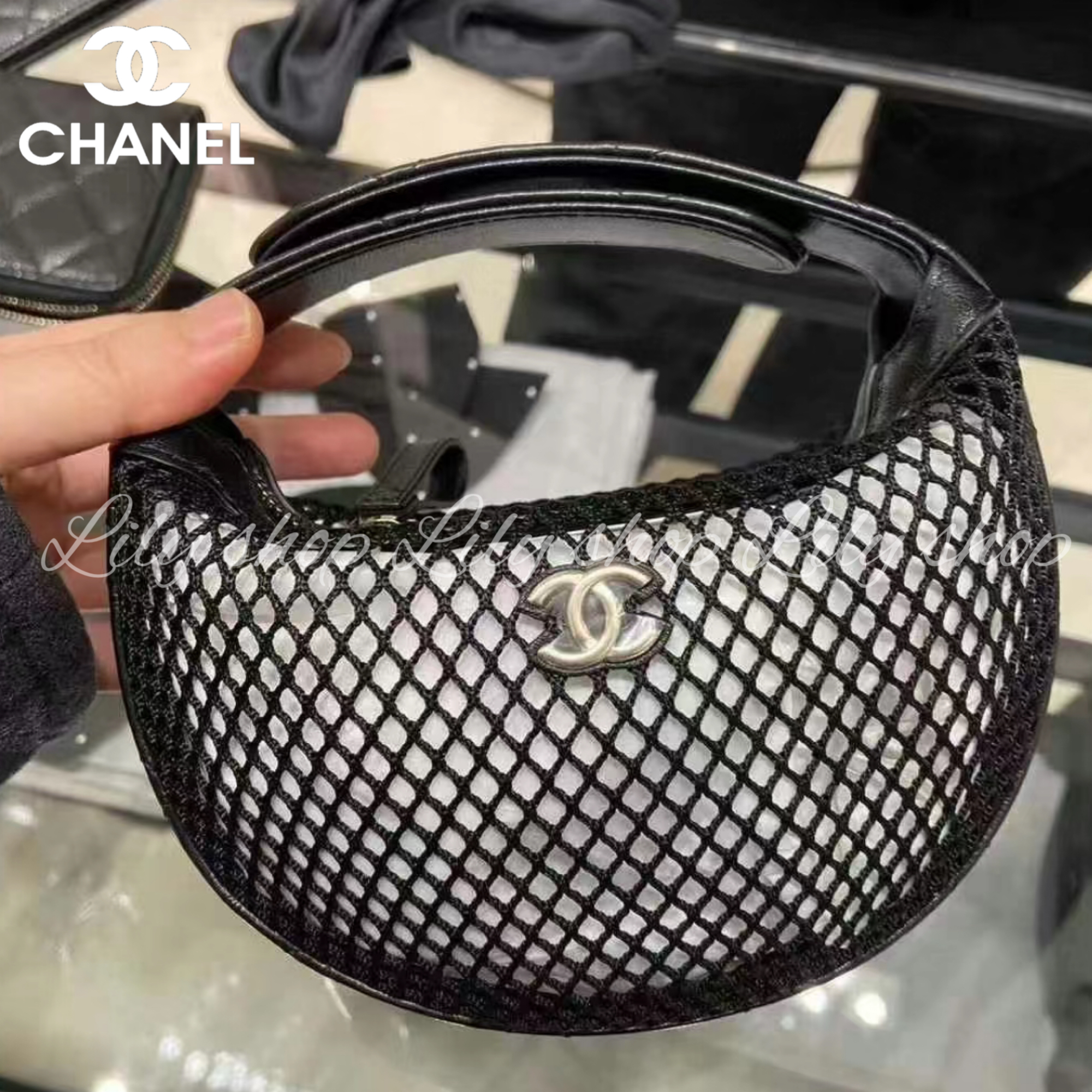 【お洒落なメッシュ♡】CHANELラウンドハンドバッグ