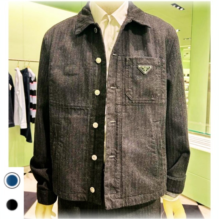 《比類なき逸品》【PRADA】シェブロンデニムブルゾンジャケット