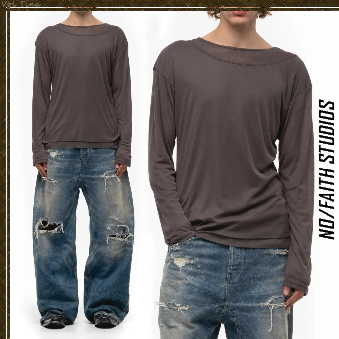 NO/FAITH STUDIOS◆DOUBLE LAYERED LONGSLEEVE / BURGUNDY
