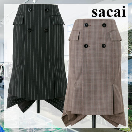 【サカイ】ウールシルクスーツスカート ウール ブラック（黒）系 sacai(サカイ) スカート(レディース