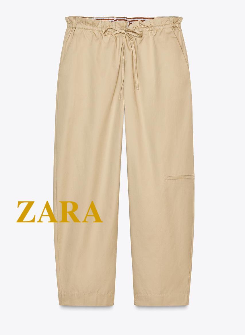 ☆ドイツ発*ZARA*ドローストリングウエストバレルレッグパンツ/T