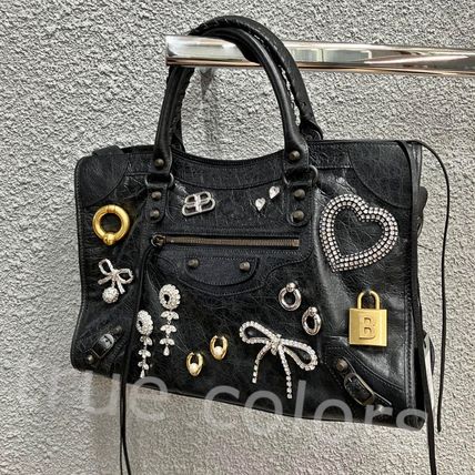BALENCIAGA バレンシアガ 25SS ピン装飾 Le City Small バッグ ホワイト の ウィメンズ Le City スモール バッグ スニーカー