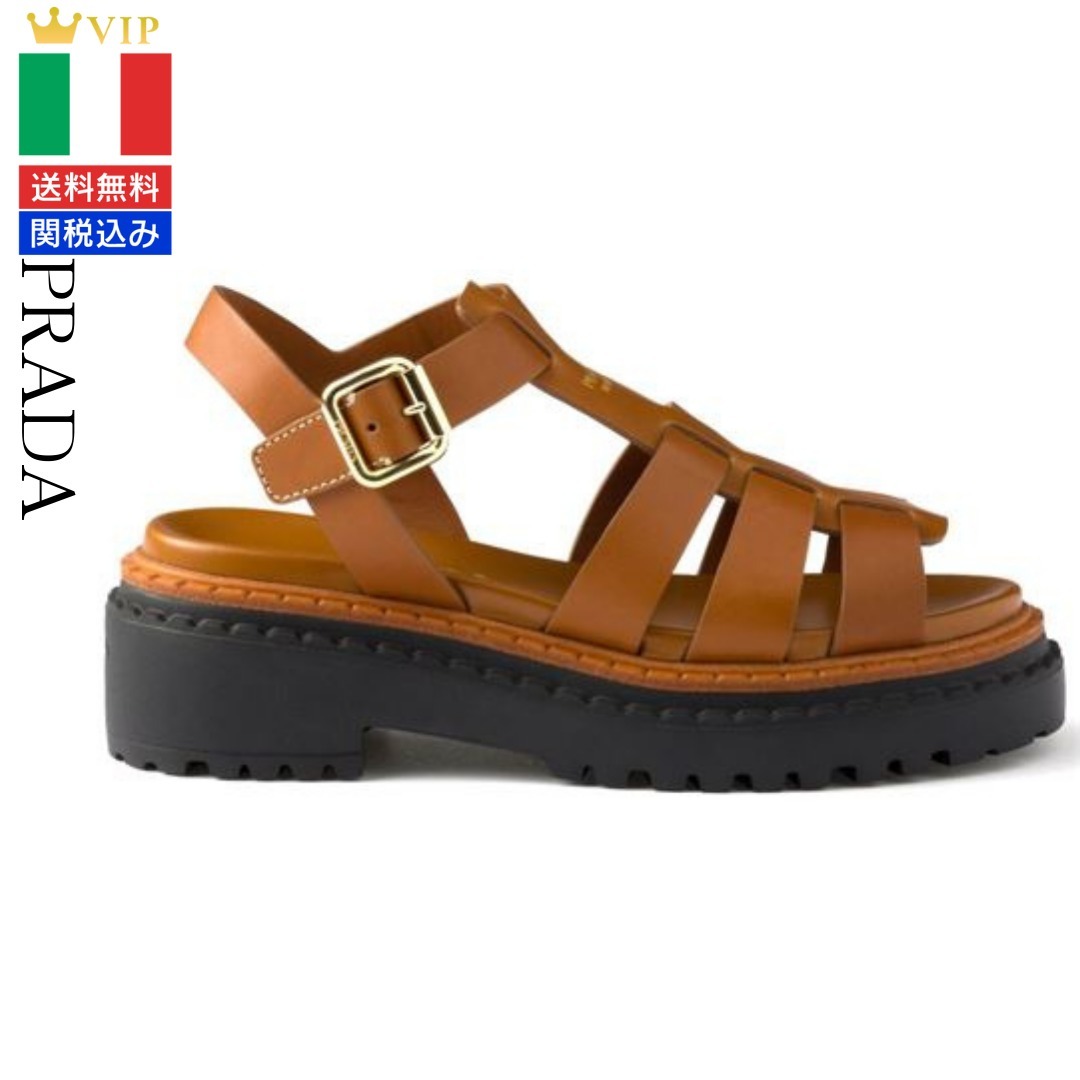 VIP【関税送料無料】希少 PRADA LEATHER CAGE SANDALS