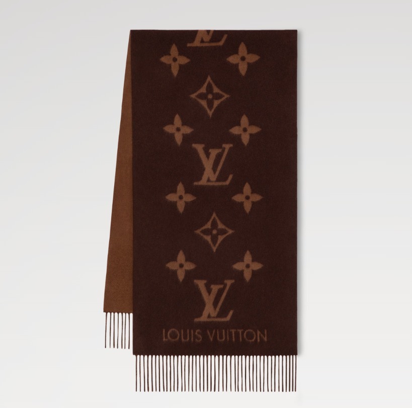 Louis Vuitton《マフラー レイキャビック》マロン カシミヤ 直営
