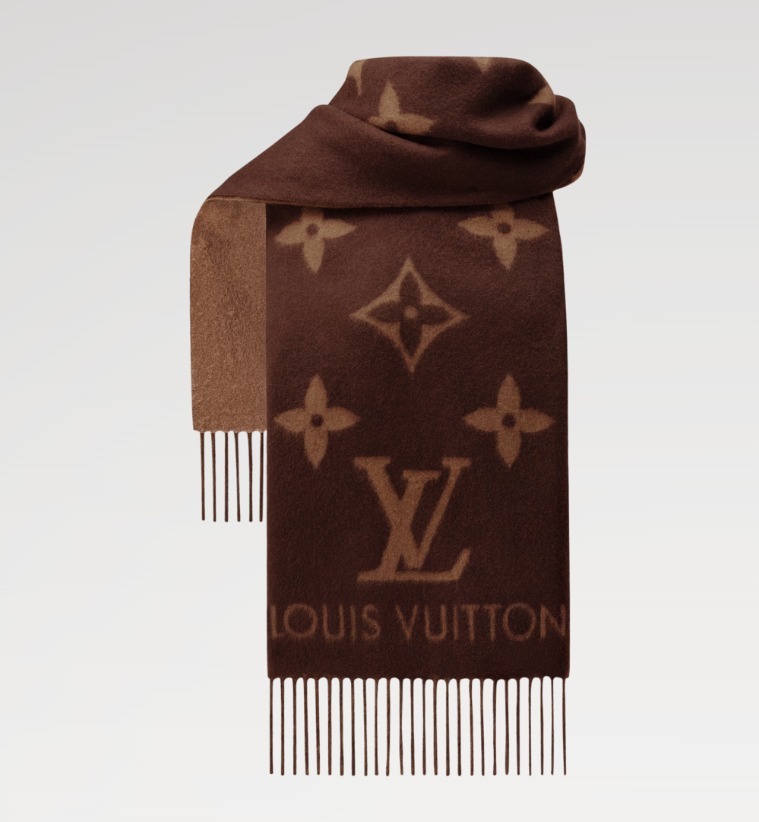 Louis Vuitton《マフラー レイキャビック》マロン カシミヤ 直営