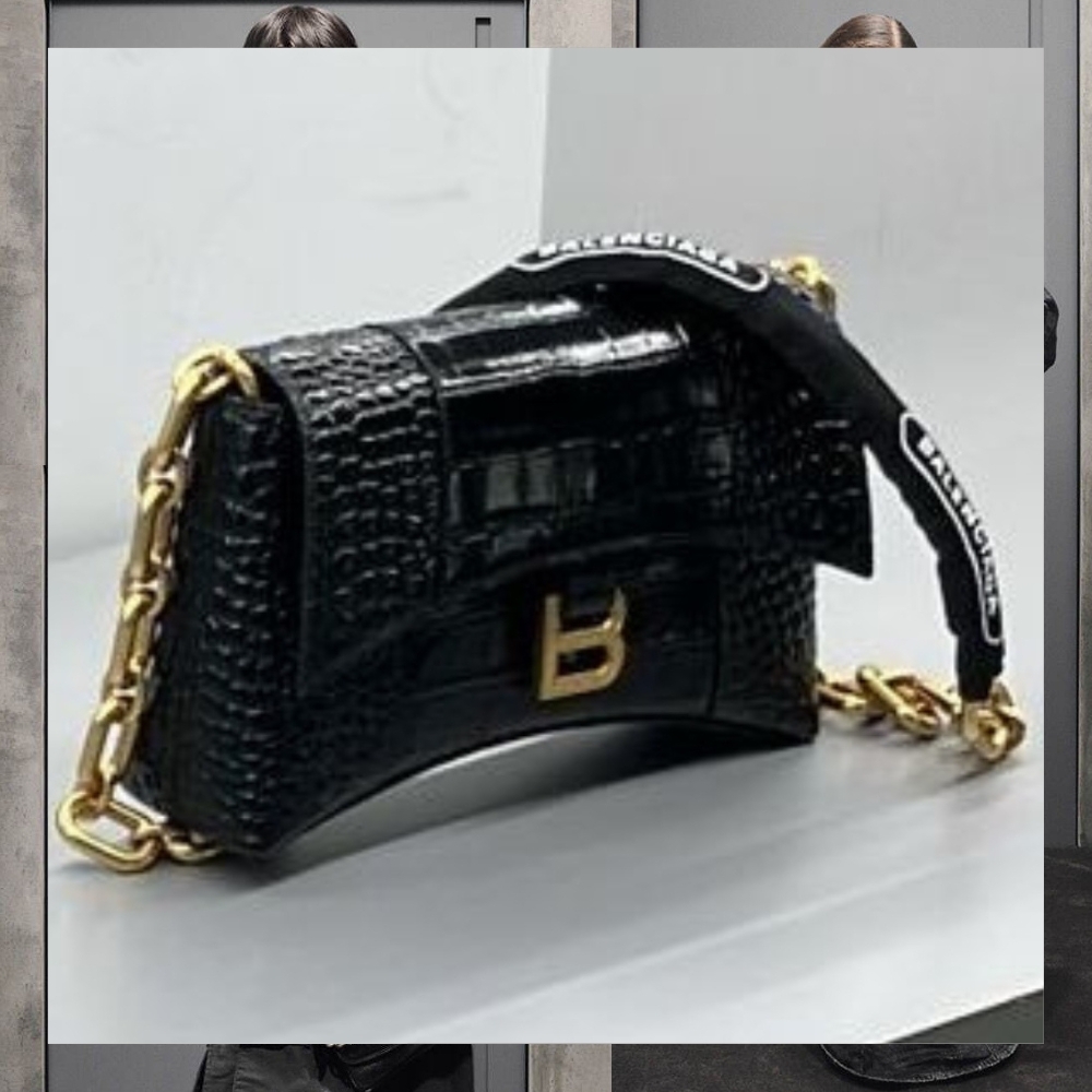 上品 バレンシアガ ショルダーバッグ DOWNTOWN XS クロコ型押し