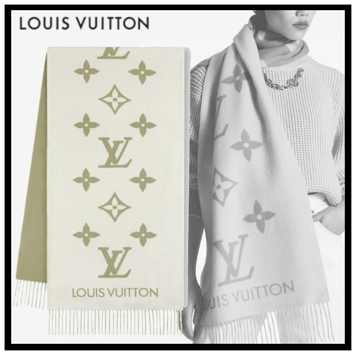 Louis Vuitton《マフラー レイキャビック》カーキ カシミヤ 直営