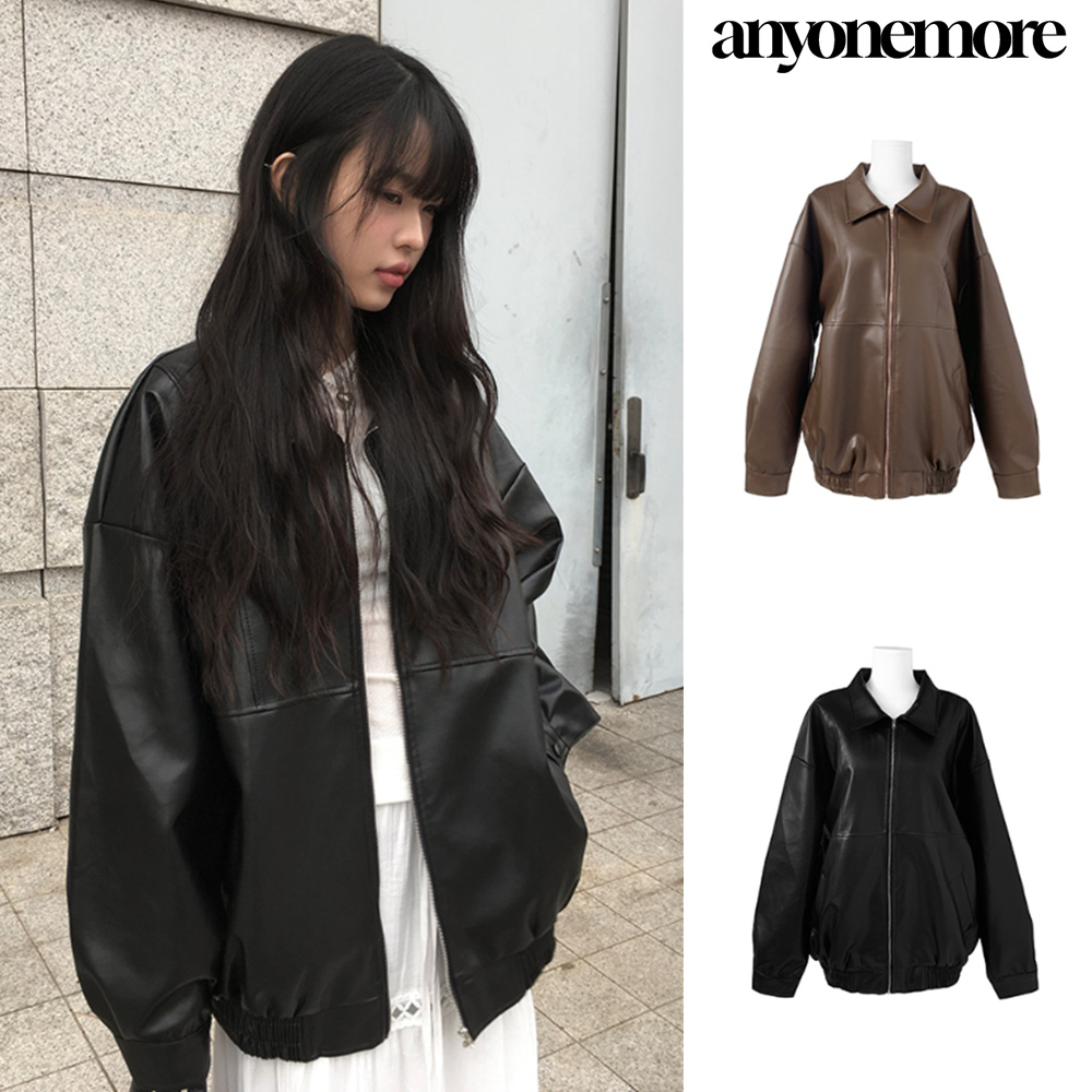 【Anyone more】Buzz Overfit Incised Leather Jacket