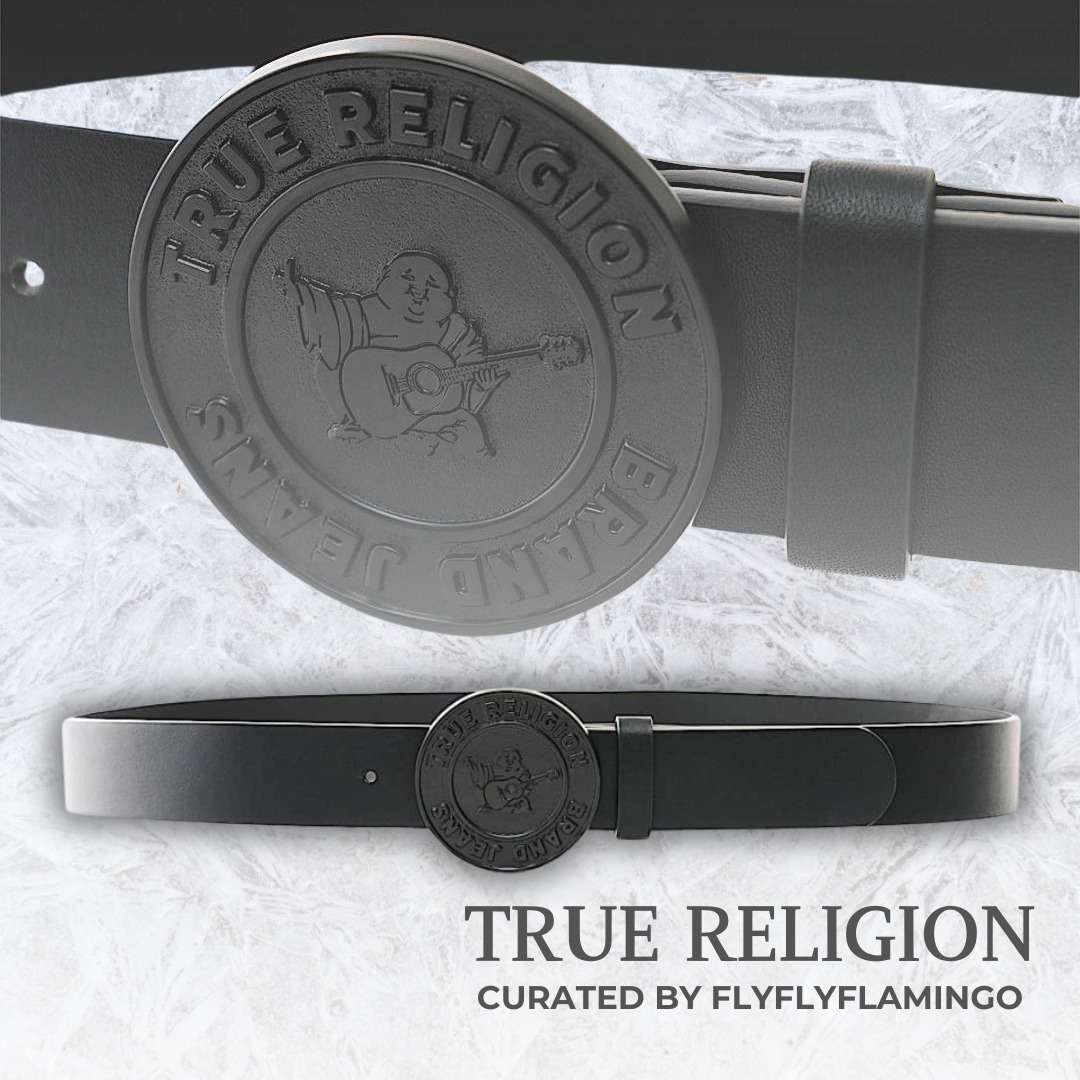 【TRUE RELIGION】存在感♪ブッダ ロゴスタンプ バックルベルト