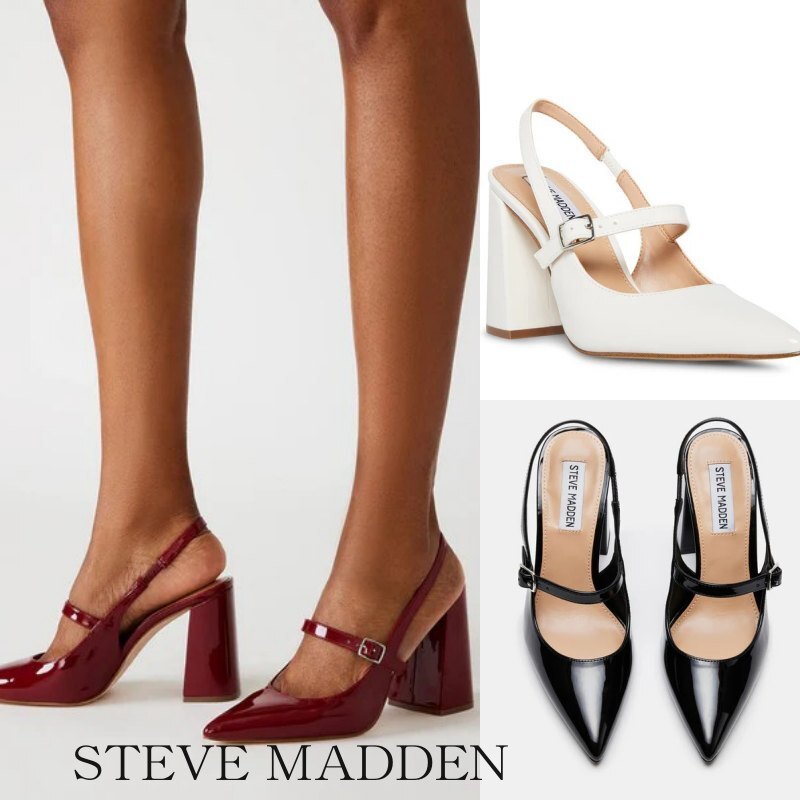 ★STEVE MADDEN★上品な光沢感★スリングバック＆ブロックヒール