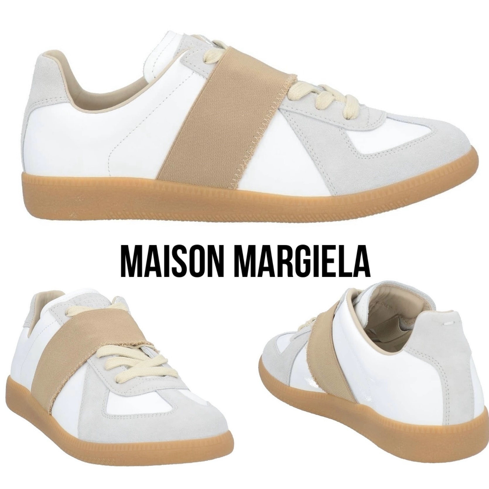 送料関税込み☆ MAISON MARGIELA ロゴ レザー スニーカー