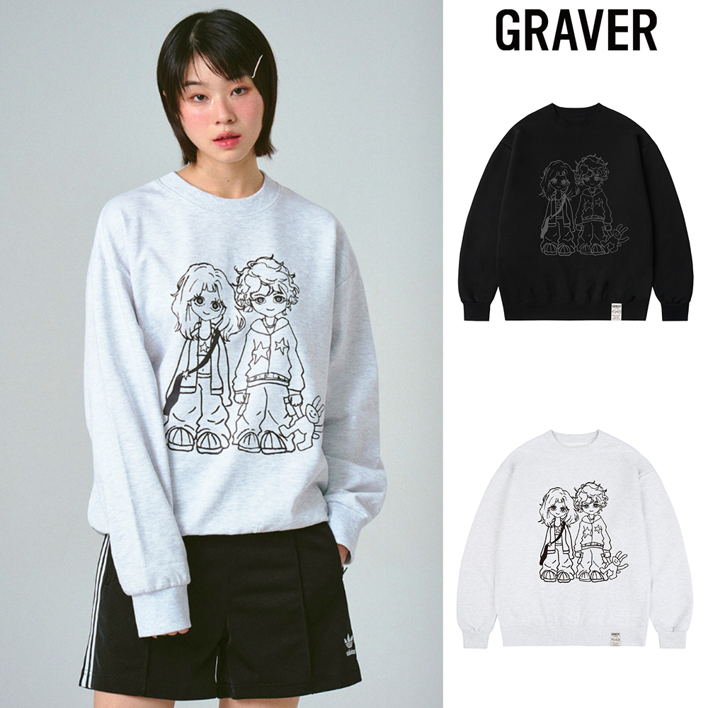 【GRAVER】25SS★ GIRL&BOY Sweatshirt