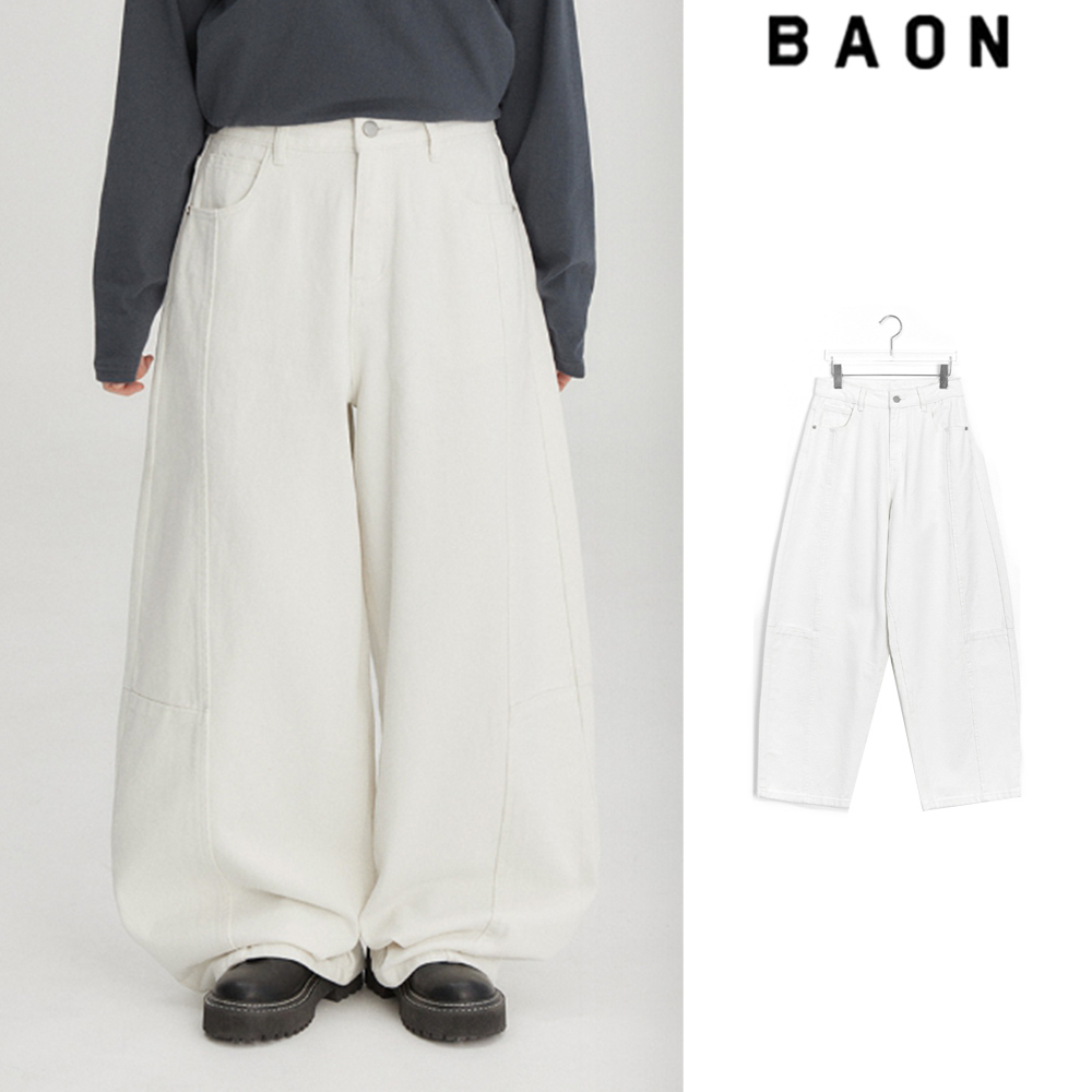 【BAON】25SS★ [BAONHAUS] Okone cut cotton wide balloon PT