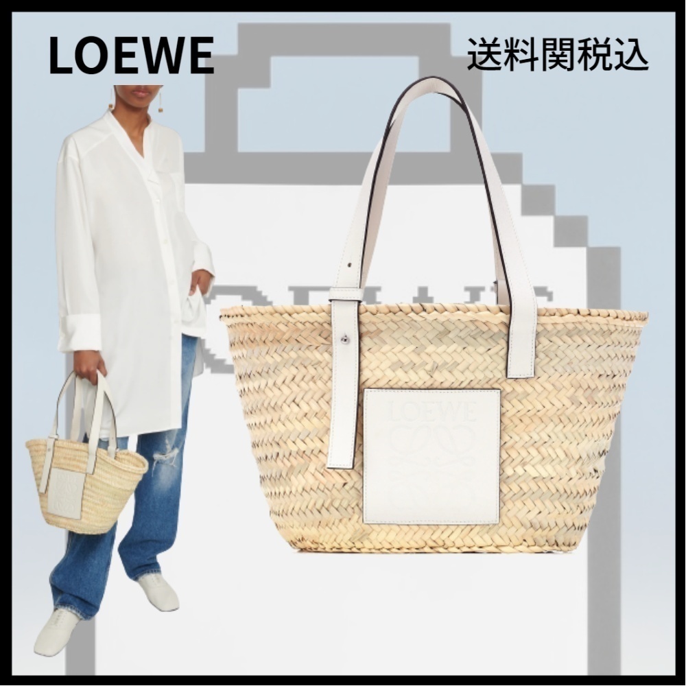 送料関税込み★LOEWE★ミディアムレザートリムバスケットトート