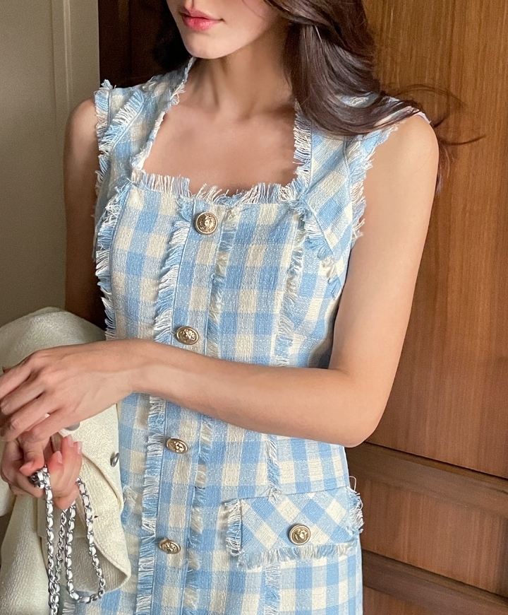 【I AM MARI】Coron Check Tweed Mini One Piece