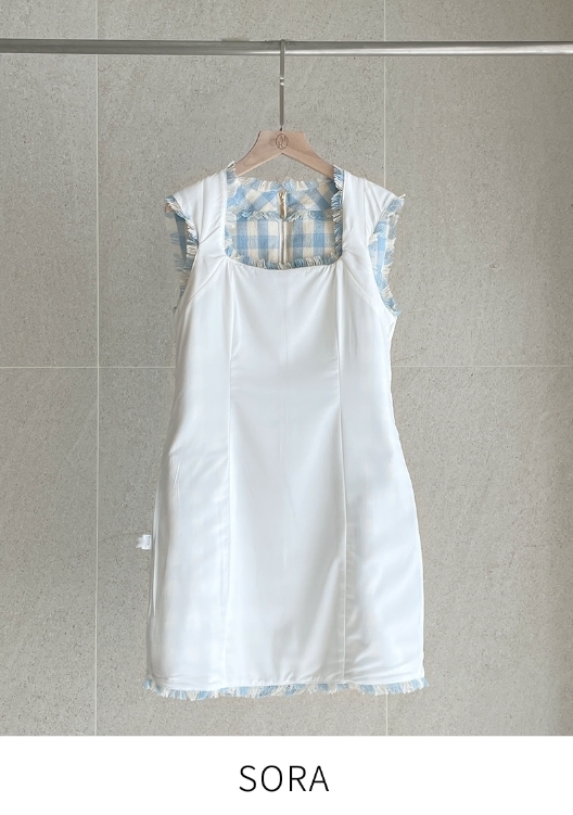 【I AM MARI】Coron Check Tweed Mini One Piece