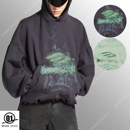 希少【Balenciaga】MaisonBalenciagaクロップドプリントパーカー クロップド L BALENCIAGA(バレンシアガ) パーカー・フーディ