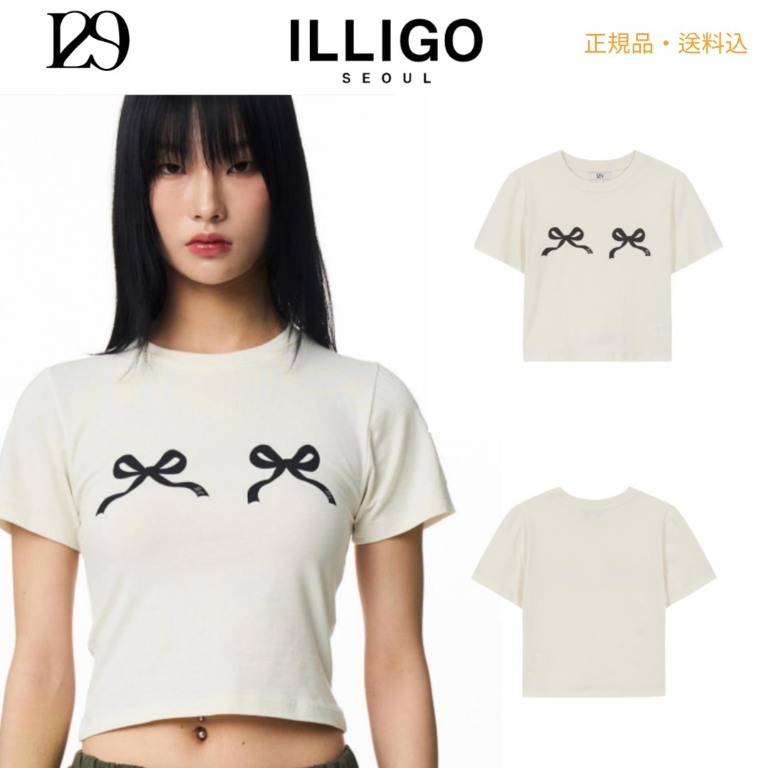 ★ILLIGO★ Ribbon Fitted T-Shirt Ivory
