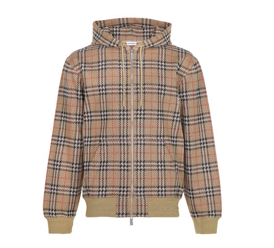 【BURBERRY】Check Cotton Blend Zip Hoodie
