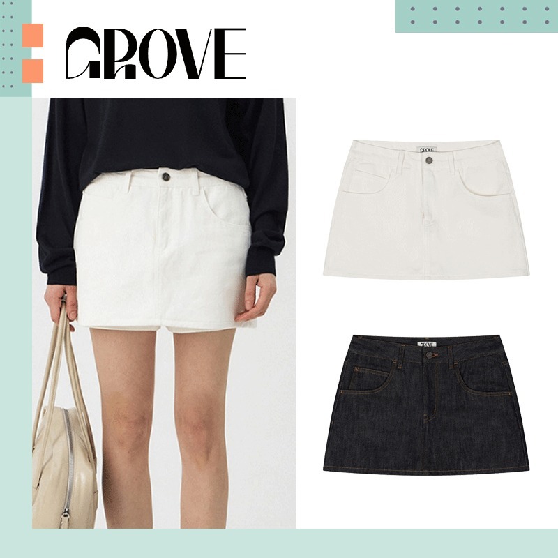 GROVE ♥ RAKE DENIM SKIRT-PANTS /追跡付