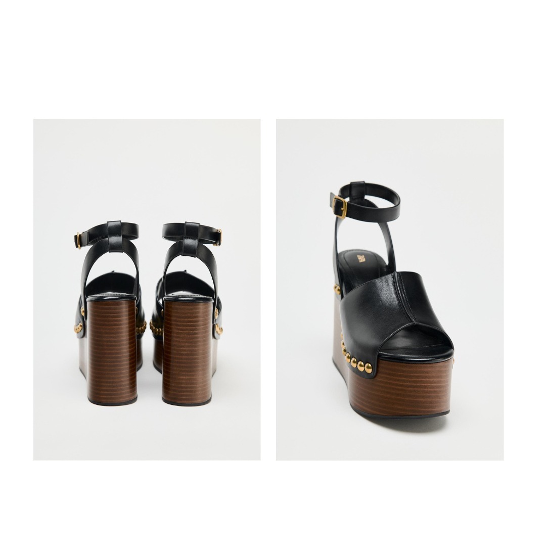 ZARA】スタッズレザーウェッジサンダル 1306/510/800 (ZARA