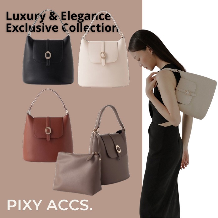 【PIXY ACCS】ポーチ付き A5サイズ対応 2WAY バケットバッグ