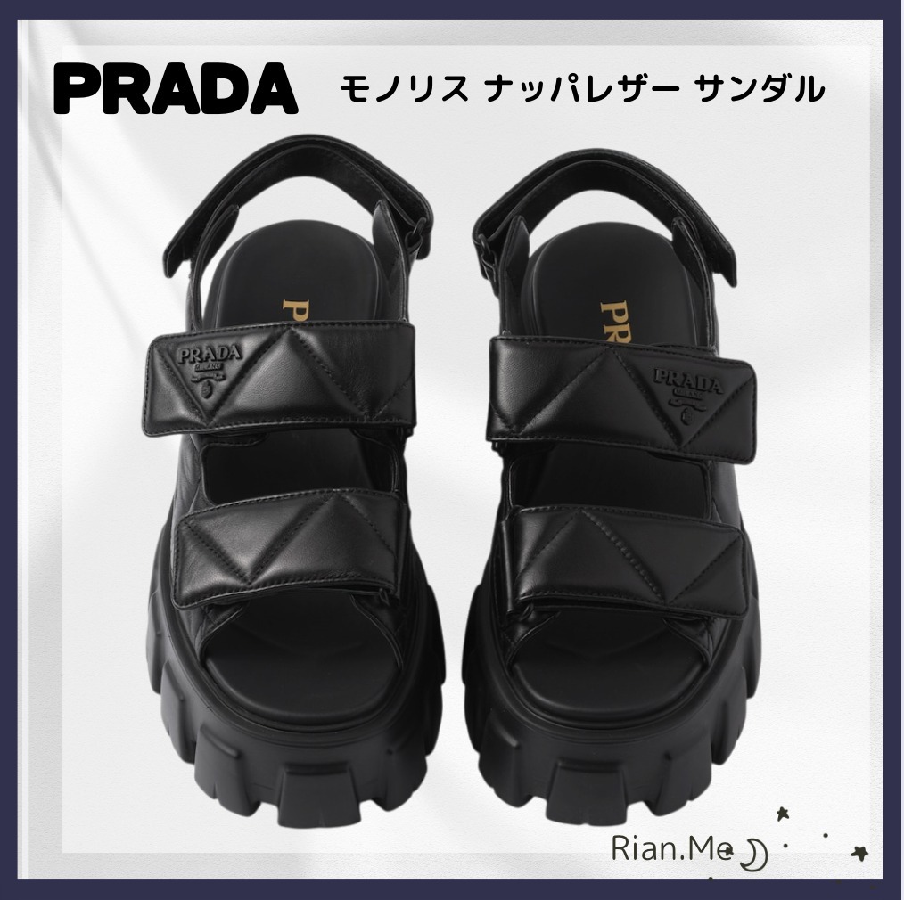 PRADA★モノリス ナッパレザー サンダル関税送料込み