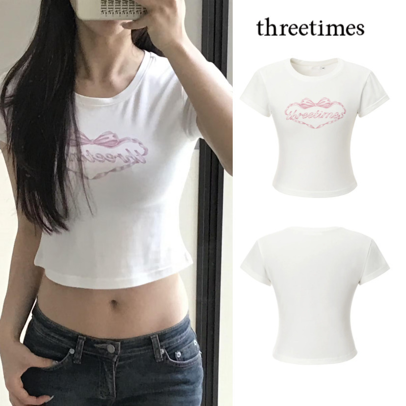 [threetimes] HEART RIBBON TEE 日本未入荷 [ホワイト]