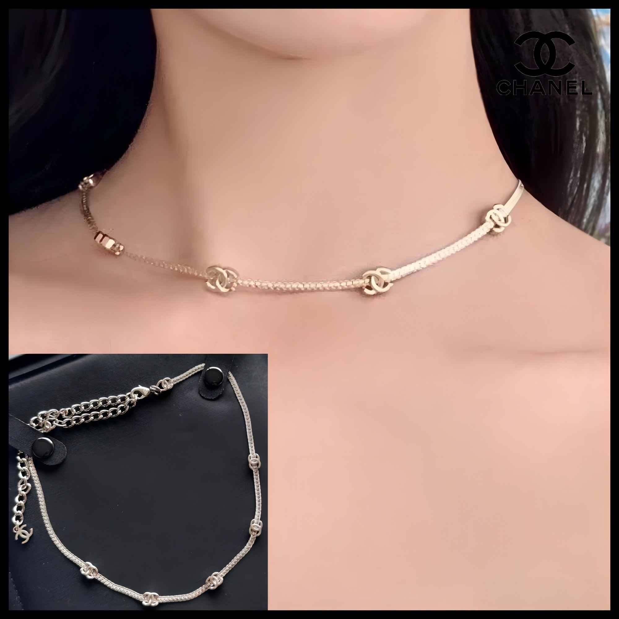 【重ね付けも可愛い♪】CHANEL チョーカー メタル ネックレス