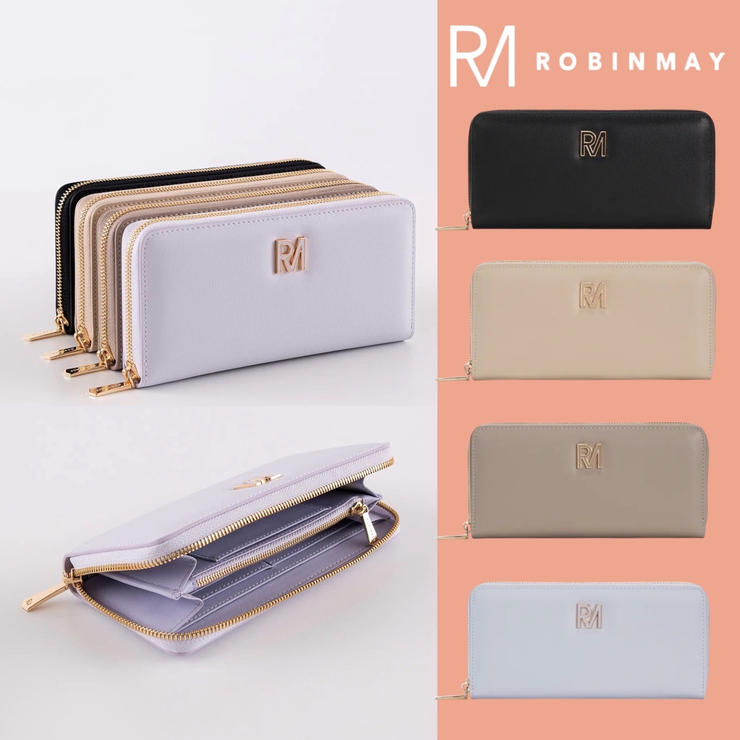 ★ROBINMAY 蔓莉真皮拉錬長夾 長財布 ロングウォレット/送料込