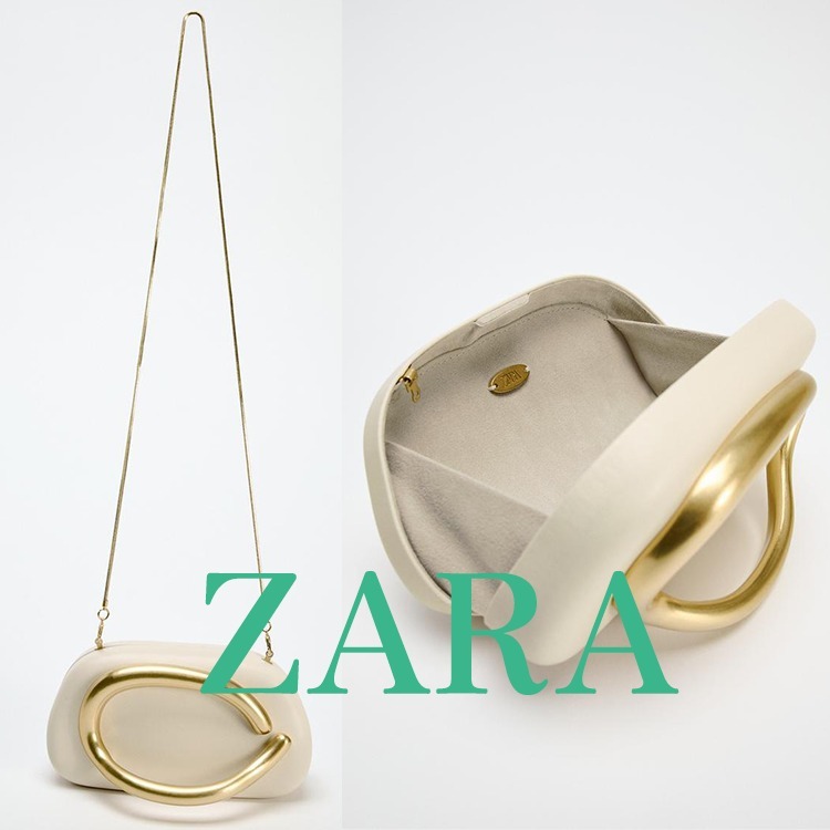 【ZARA】ゴールド留め具付きボックスバッグ 6862/410/850
