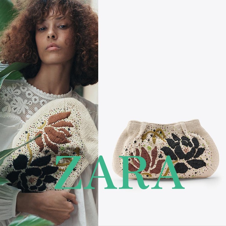 【ZARA】花柄刺繍ビーズバッグ 1445/006/712