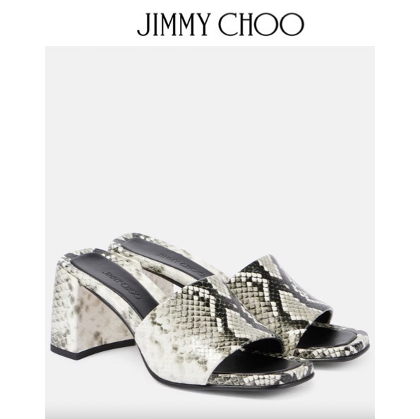 関税,送料無料 JIMMY CHOO Lena 70パイソンミュール サンダル