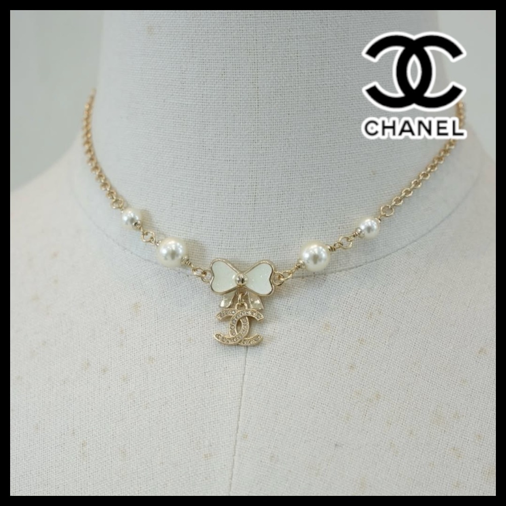 `大人可愛い胸元♪`【CHANEL】ネックレス リボン パール