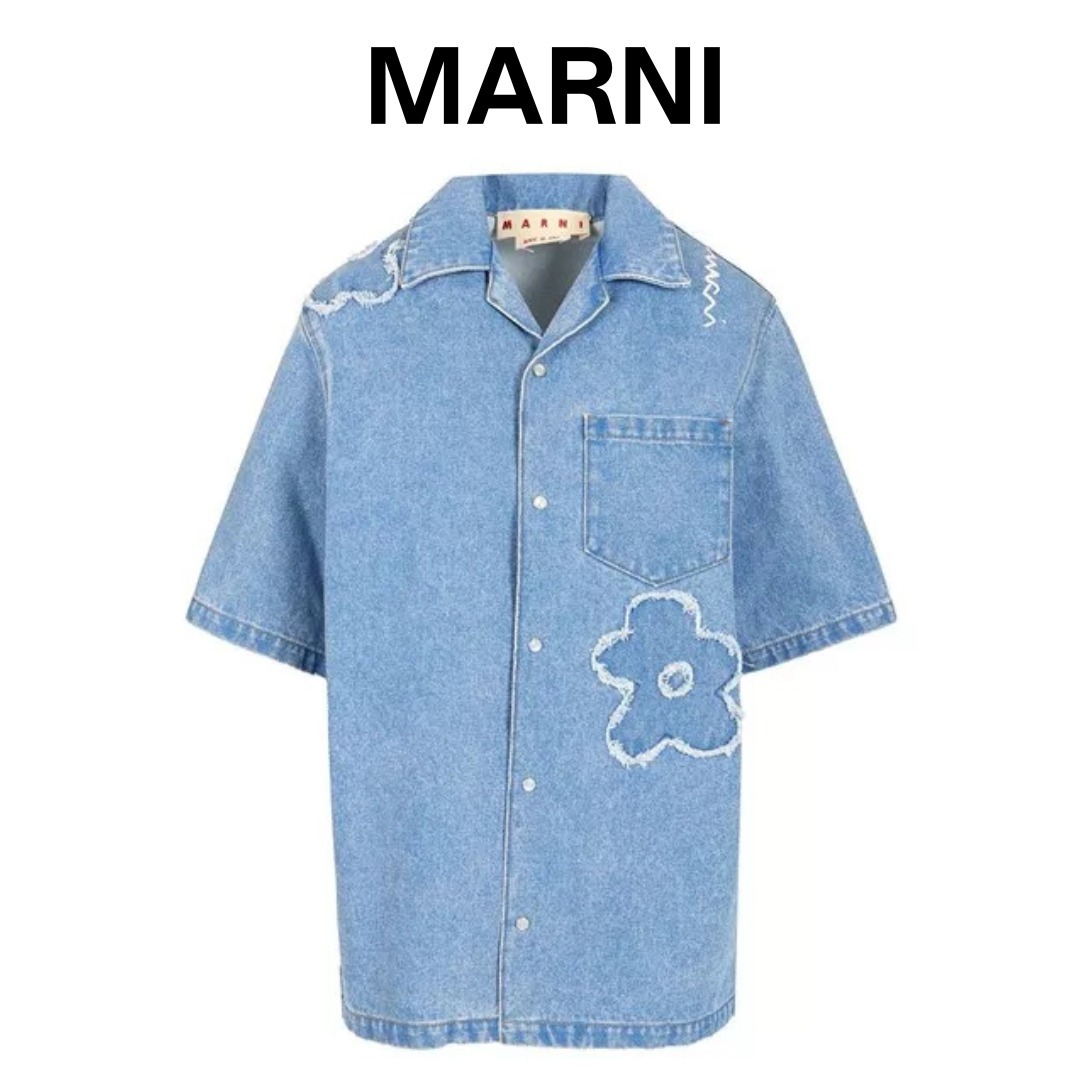 【送料関税込】 MARNI デニムシャツ パッチディテール付き