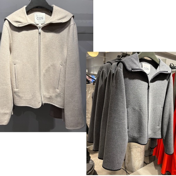 “COS” フーデッドダブルフェイスウールトリムジャケット