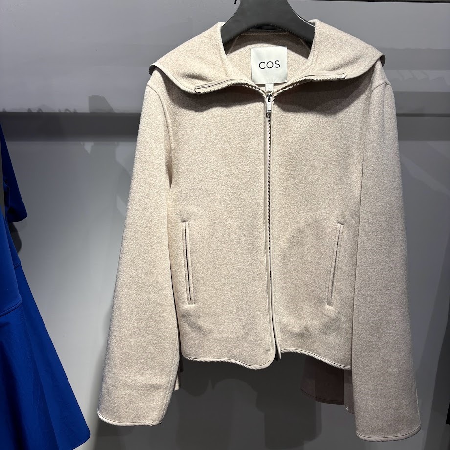 “COS” フーデッドダブルフェイスウールトリムジャケット