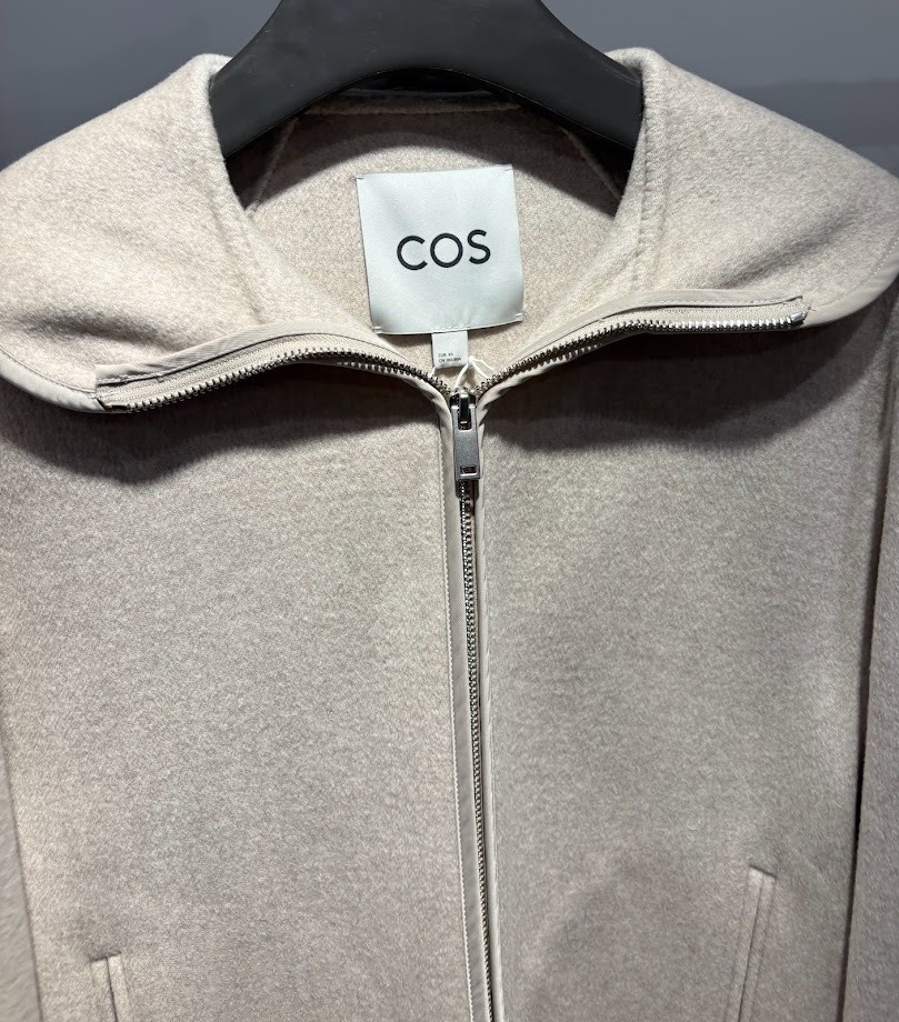 “COS” フーデッドダブルフェイスウールトリムジャケット