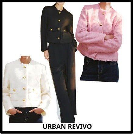 注目のブランド【URBAN REVIVO】クルーネックツイードジャケット