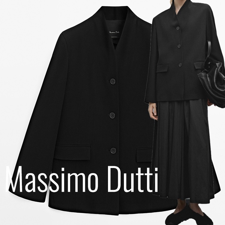 【MassimoDutti】日本未入荷★スタンドカラーのクレープブレザー