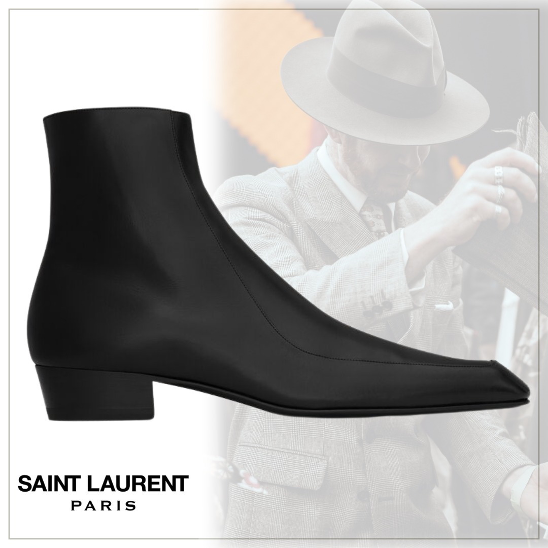 大人気【Saint Laurent】オーガスティン スムースレザー ブーツ