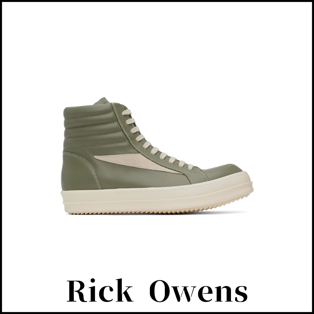 【RICK OWENS】グリーン Hollywood High Vintage スニーカー
