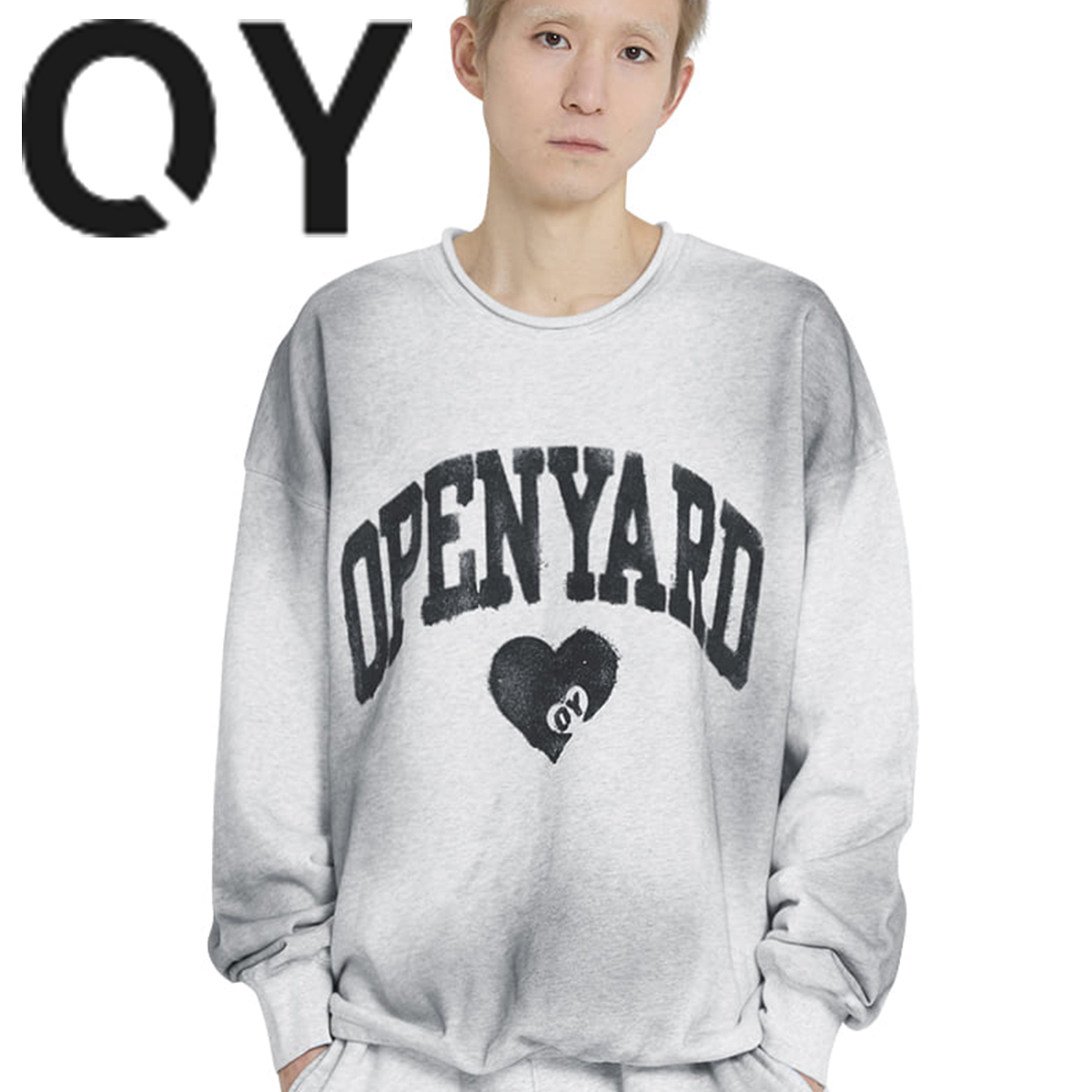 ★OY★VINTAGE WASHED HEART CREWNECK - LIGHT MELANGE★正規品