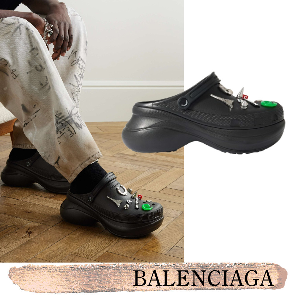 BALENCIAGA☆関税込☆ Crocs(TM) 装飾ラバー ブラックミュール