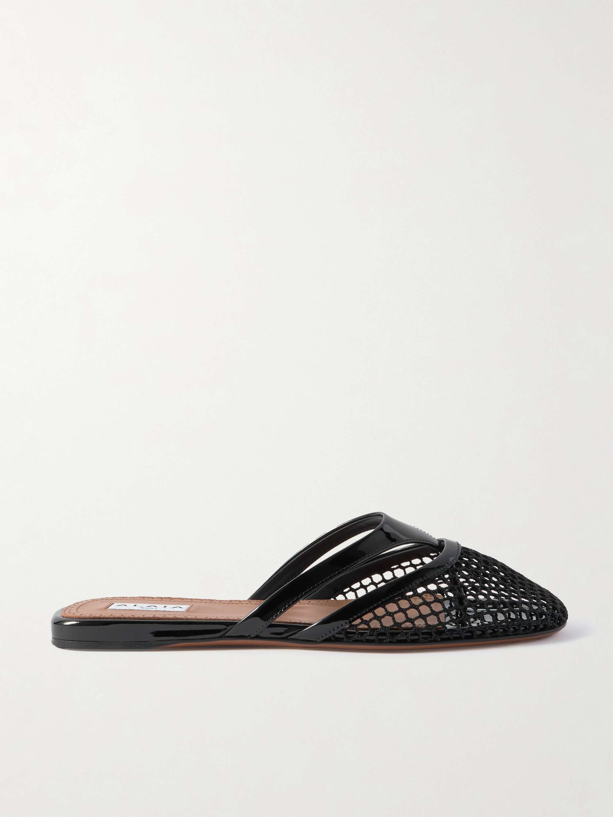 ALAIA☆関税込☆パテントレザートリムフィッシュネットミュール