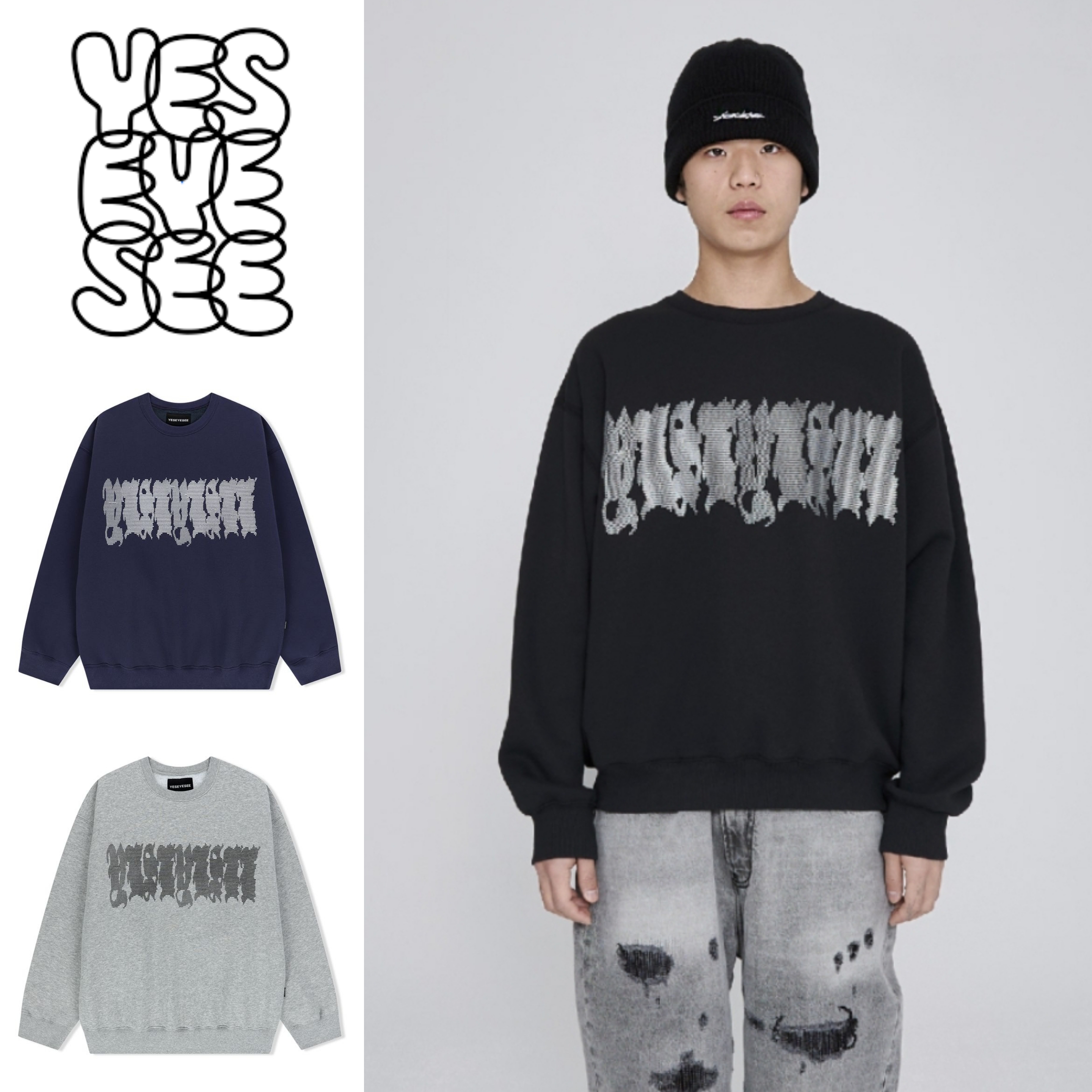 さらに100円引き◆YESEYESEE◆Y.E.S Typo Sweatshirt