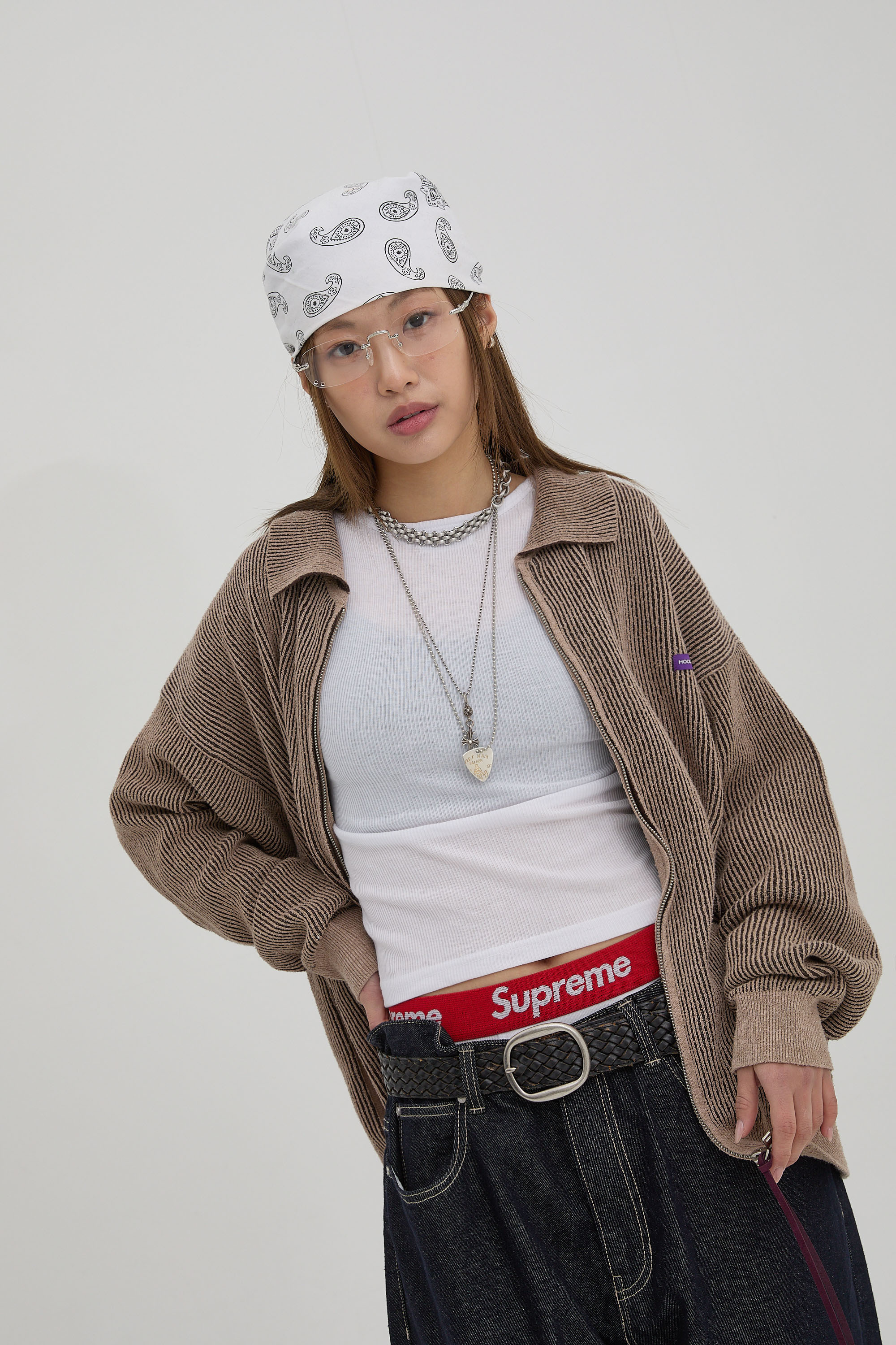 【HOODHOOD】2トーンカラーニットジップアップ 2色 HOODHOOD】2トーンカラーニットジップアップ 2色