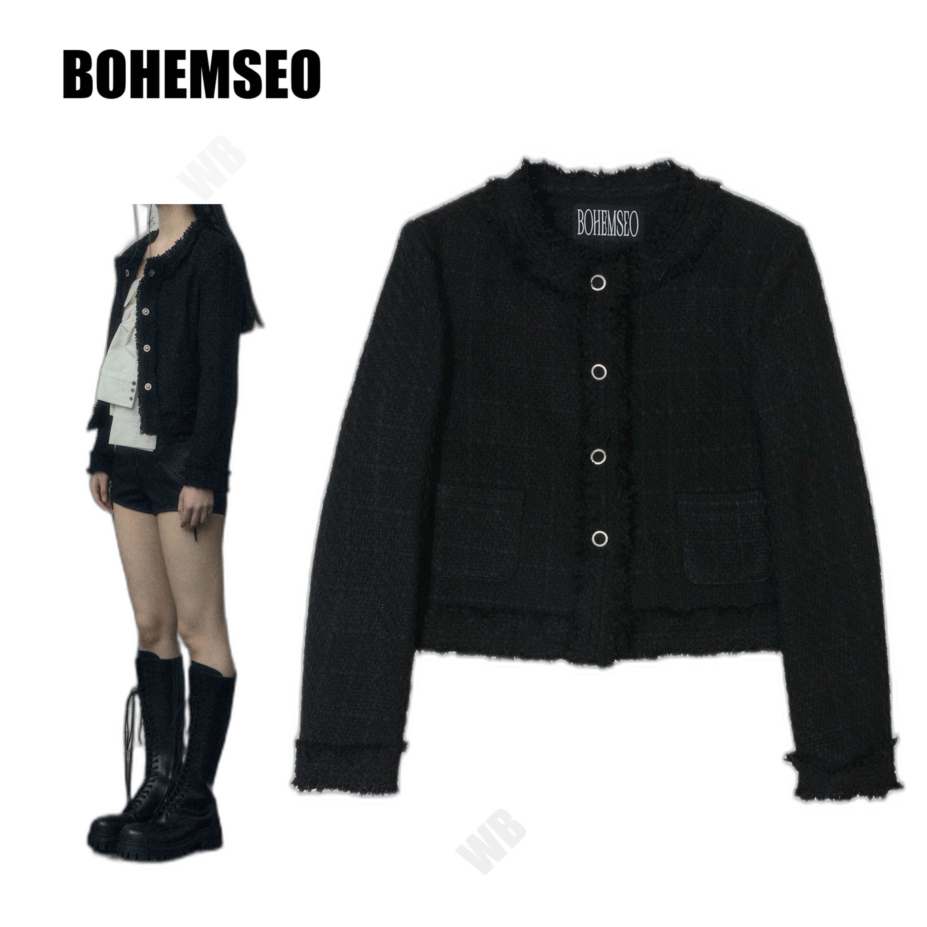 [BOHEMSEO] ROUGH ROUND TWEED JACKET ☆送料込☆